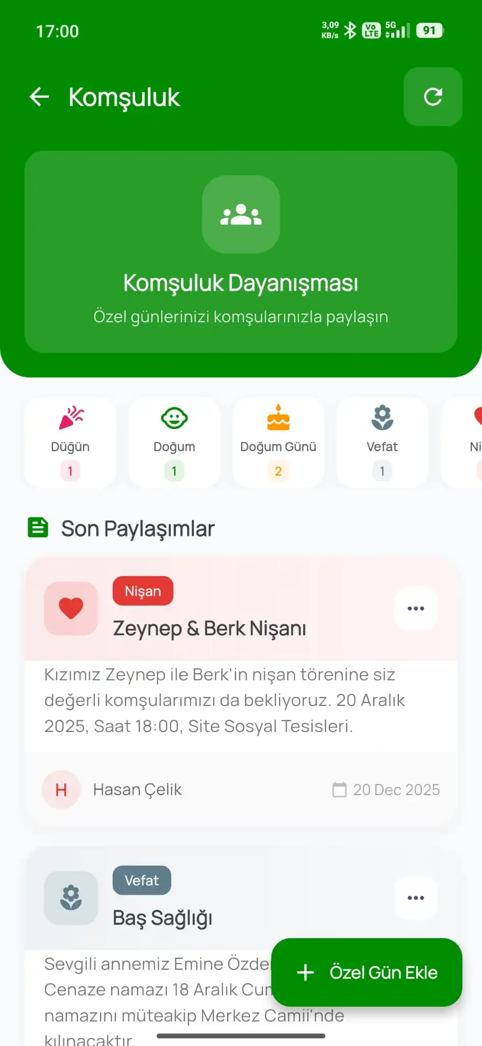 Çardak komşuluk sosyal ağı — site sakinleri iletişim ve mesajlaşma ekranı